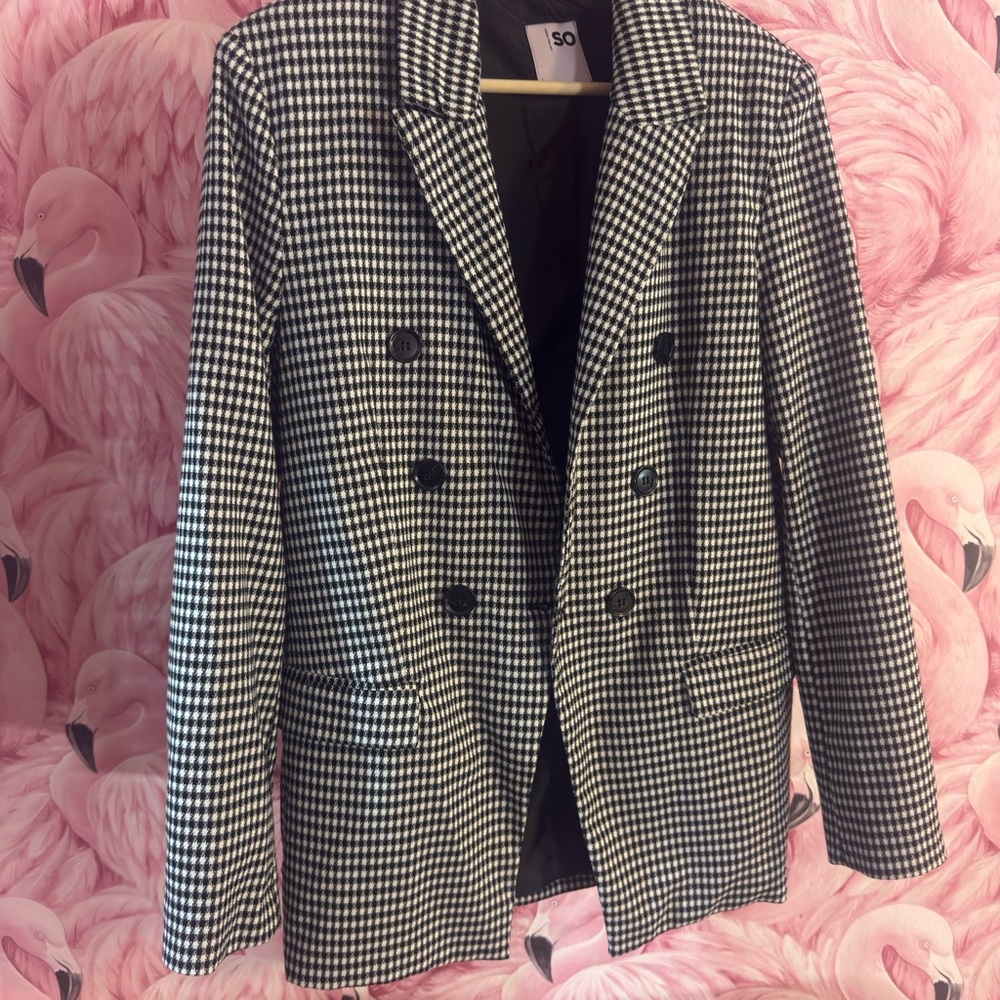 SO Classic Black and White Houndstooth Blazer